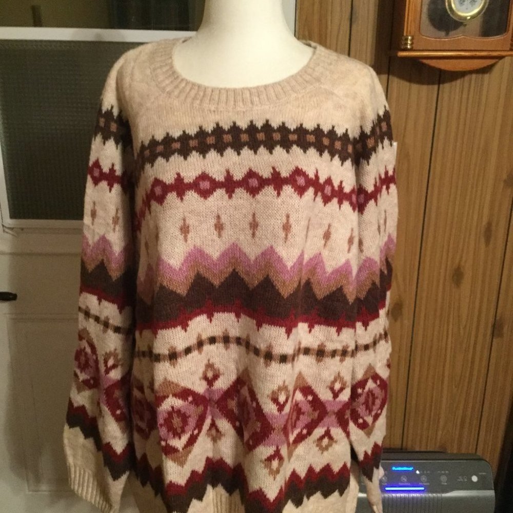 NWT fair isle print knit sweater plus size